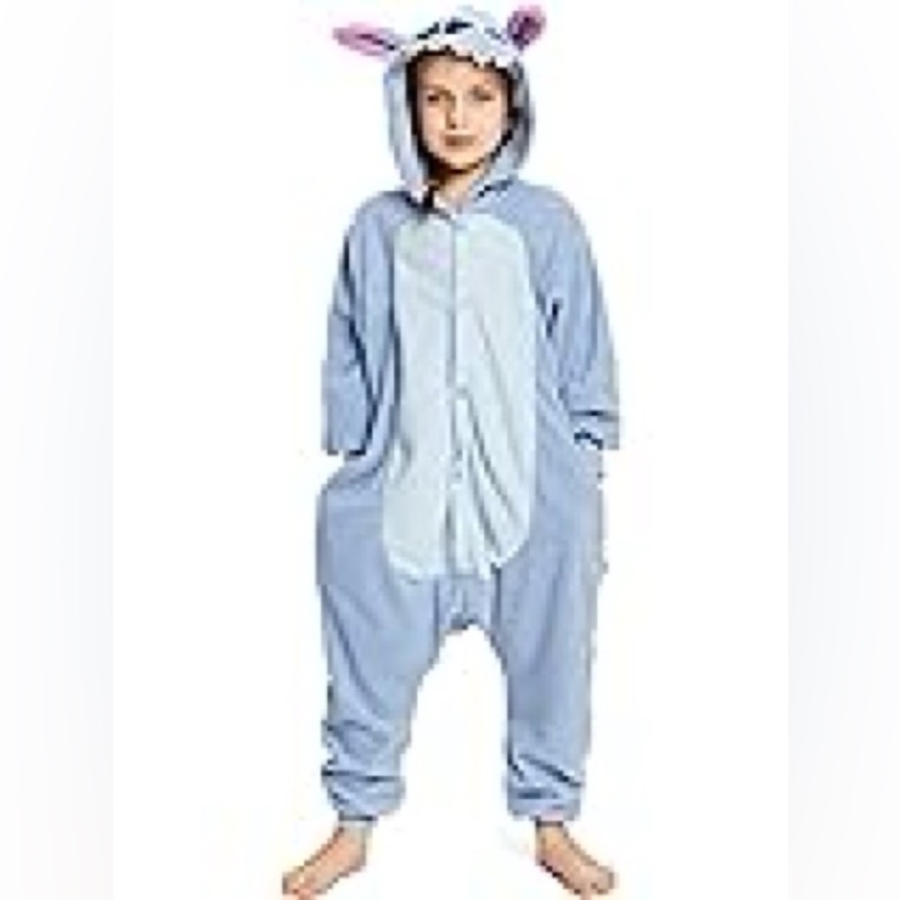 NEWCOSPLAY Kids Stitch Plush One Piece Cosplay Costume Fleece Unisex Size 8